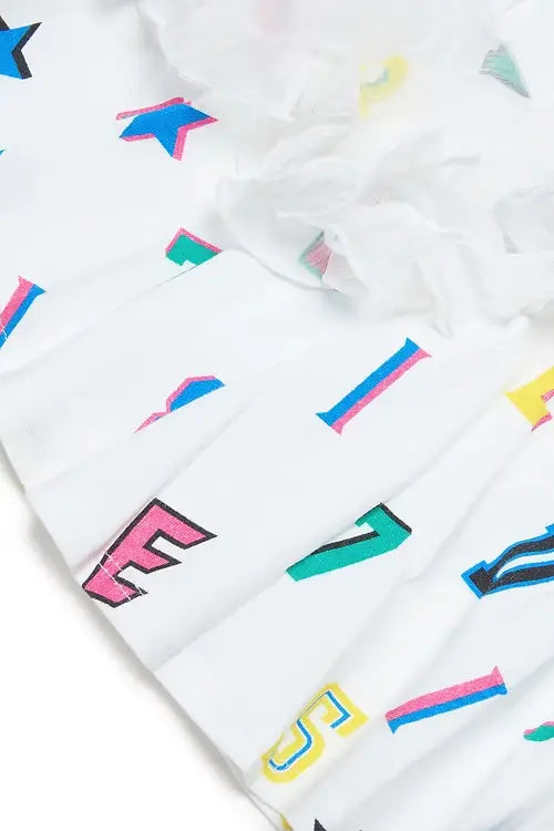 Logo Print Skirt with Ruffles