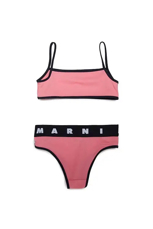 Logo Print Two Piece Swimsuit