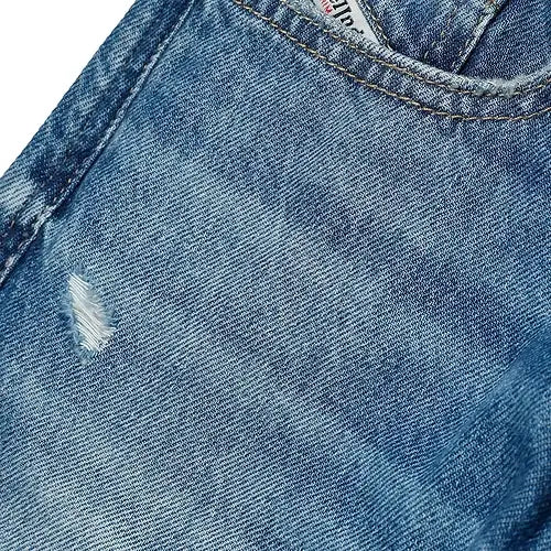 Straight Leg Blue Denim with Breaks