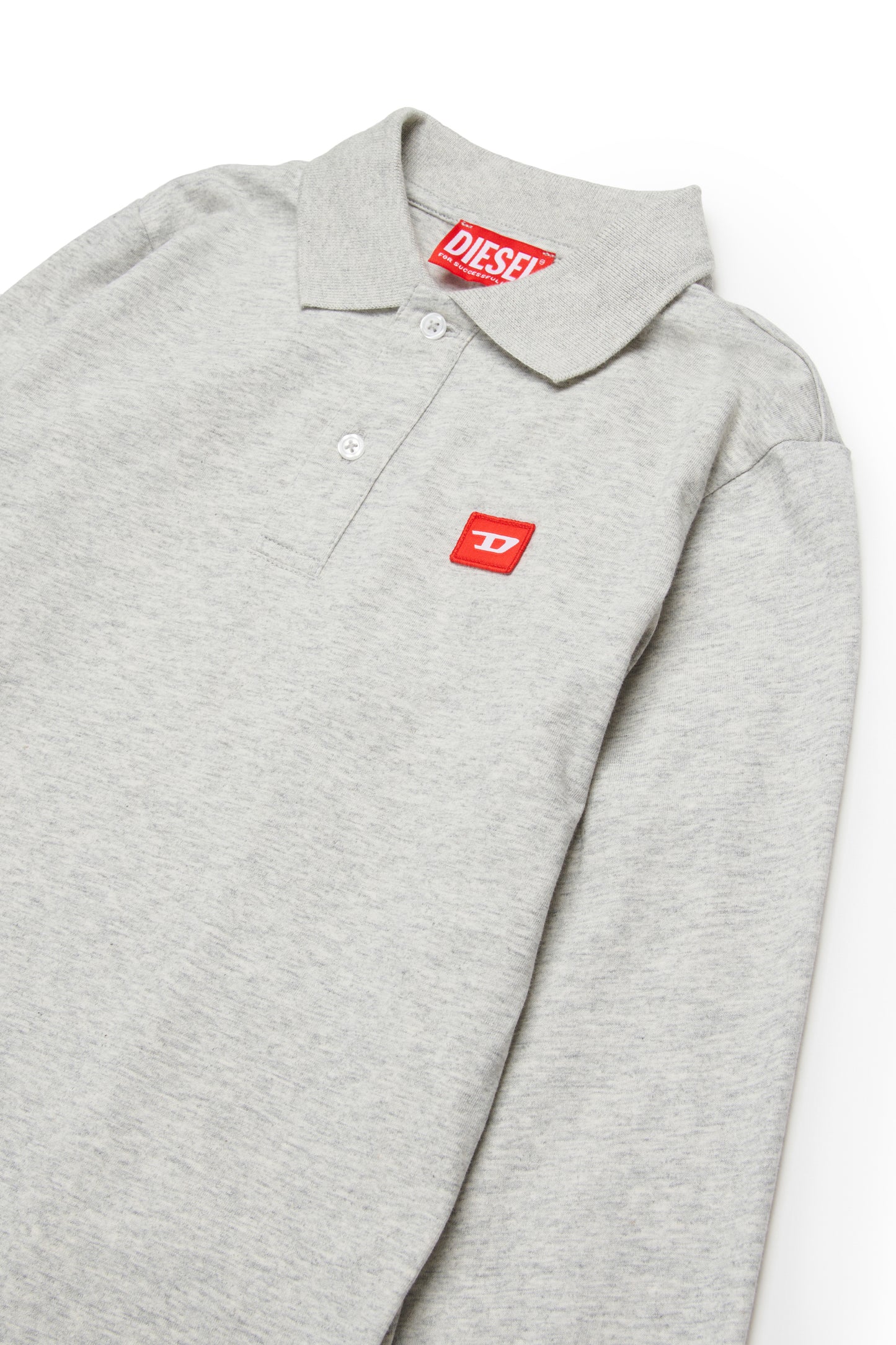 Collard cotton jersey shirt with logo D patch