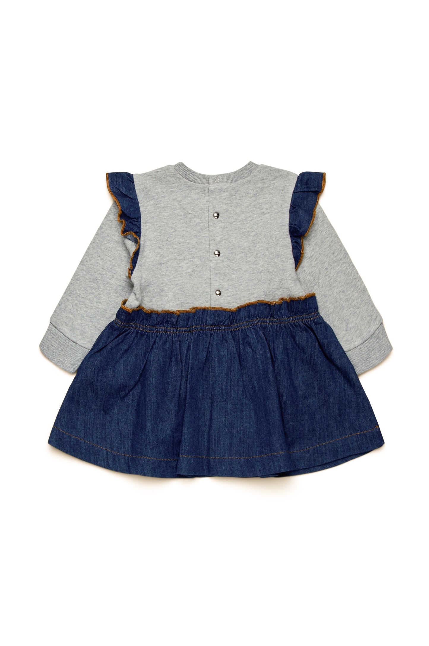 Jersey dress with denim detail