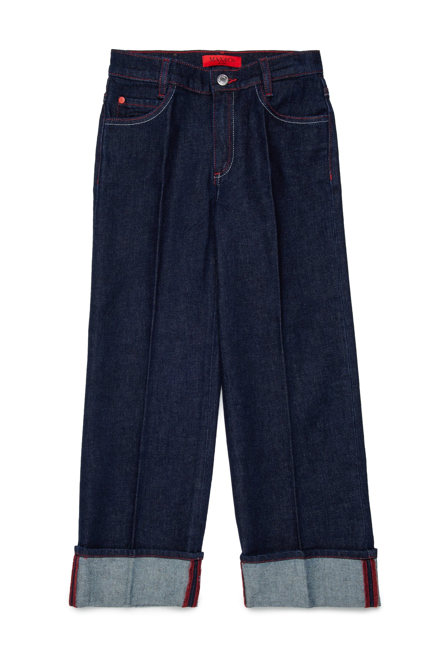 Cuffed wide-leg demim with crease