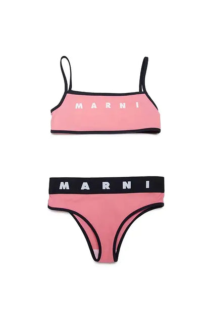 Logo Print Two Piece Swimsuit