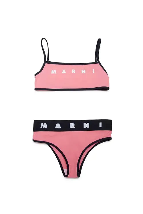 Logo Print Two Piece Swimsuit