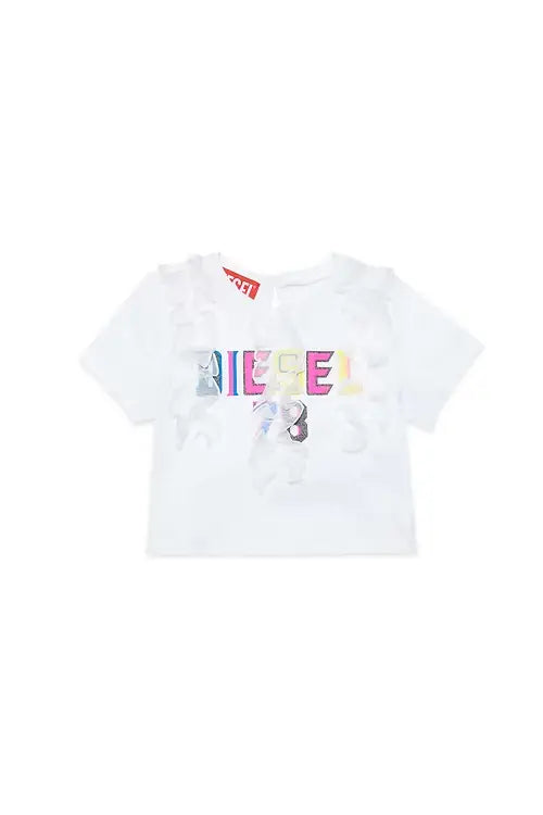 Logo Print Shirt with Ruffles
