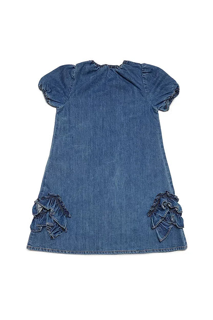 Denim dress with ruffles