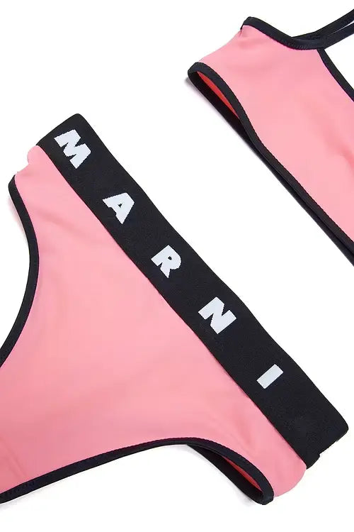 Logo Print Two Piece Swimsuit