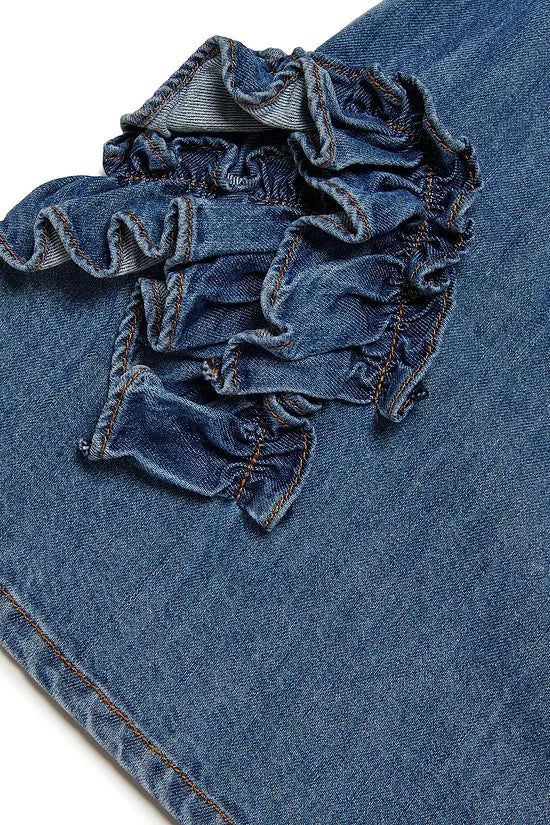 Denim dress with ruffles