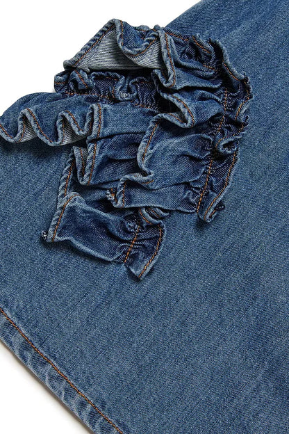 Denim dress with ruffles
