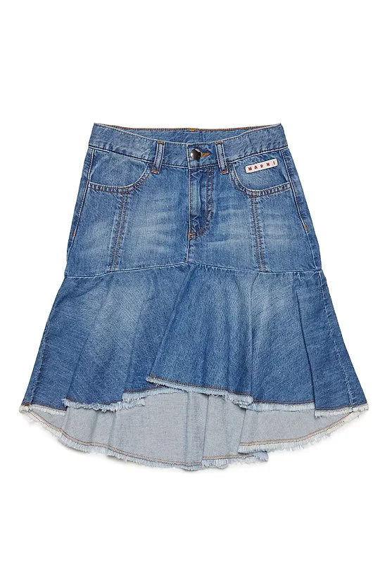 Raw-cut Denim Skirt