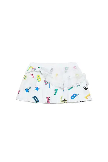 Logo Print Skirt with Ruffles