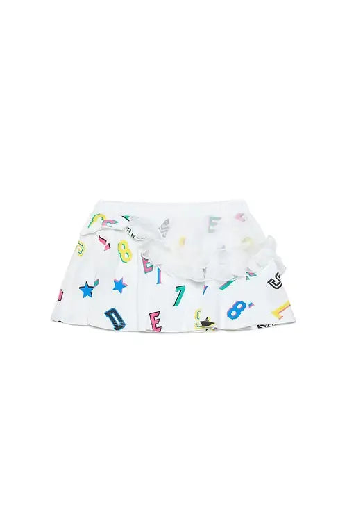 Logo Print Skirt with Ruffles