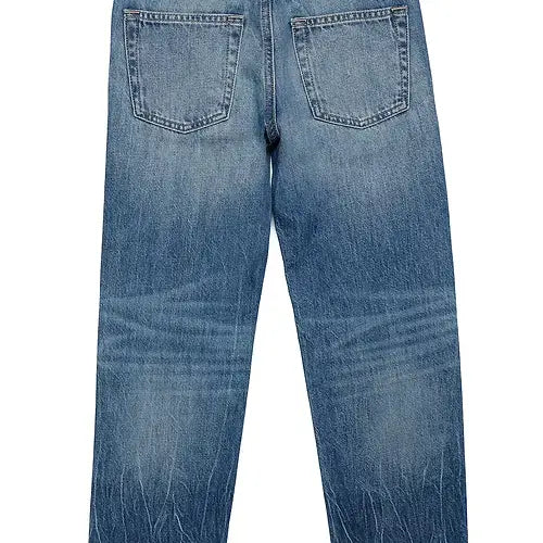 Straight Leg Blue Denim with Breaks