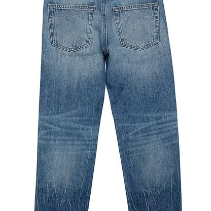 Straight Leg Blue Denim with Breaks