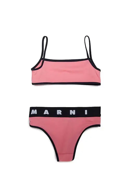 Logo Print Two Piece Swimsuit