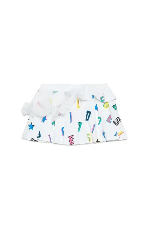 Logo Print Skirt with Ruffles