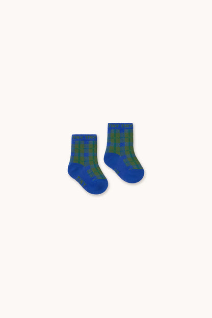 Blue Check Medium Socks