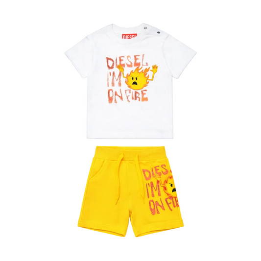 Baby set with fire print graphic Diesel