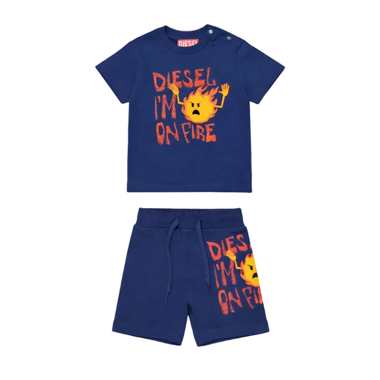 Baby set with fire print graphic Diesel