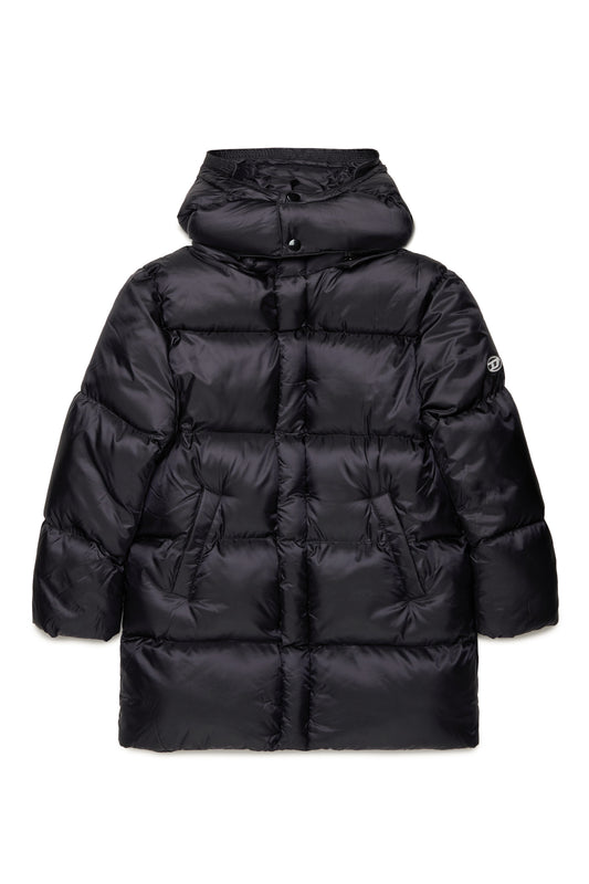 Long hooded puffer coat