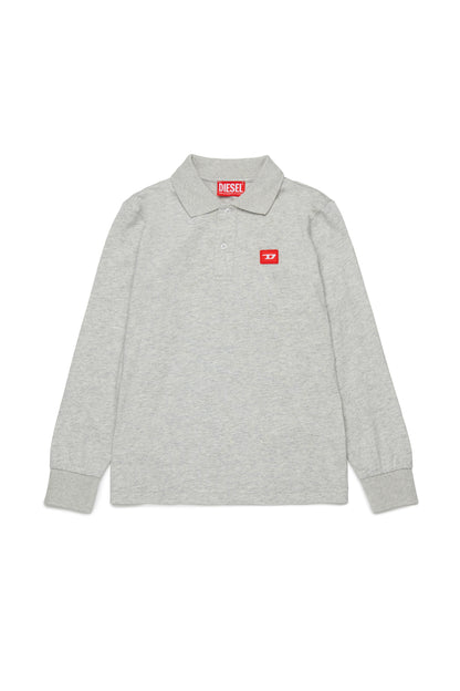 Collard cotton jersey shirt with logo D patch