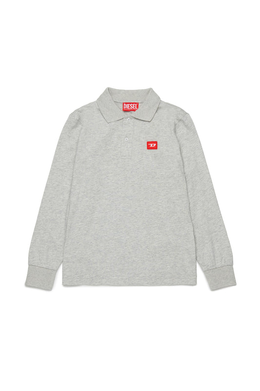 Collard cotton jersey shirt with logo D patch