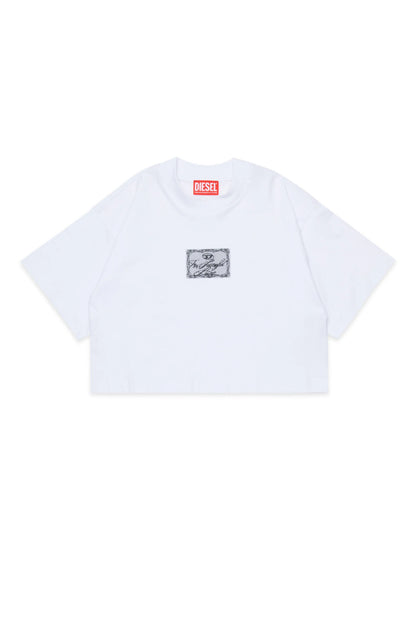 Cropped T-shirt with logo patch