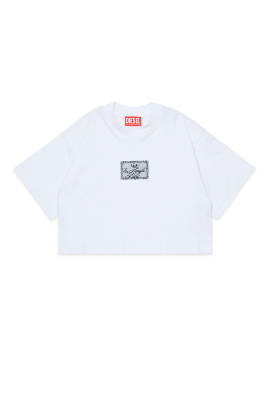 Cropped T-shirt with logo patch