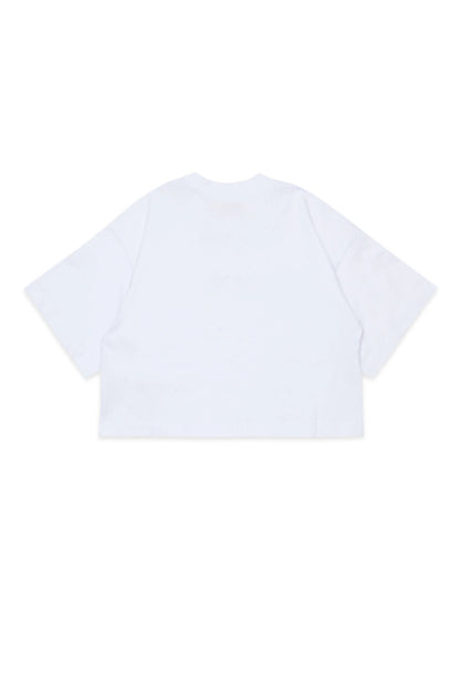 Cropped T-shirt with logo patch
