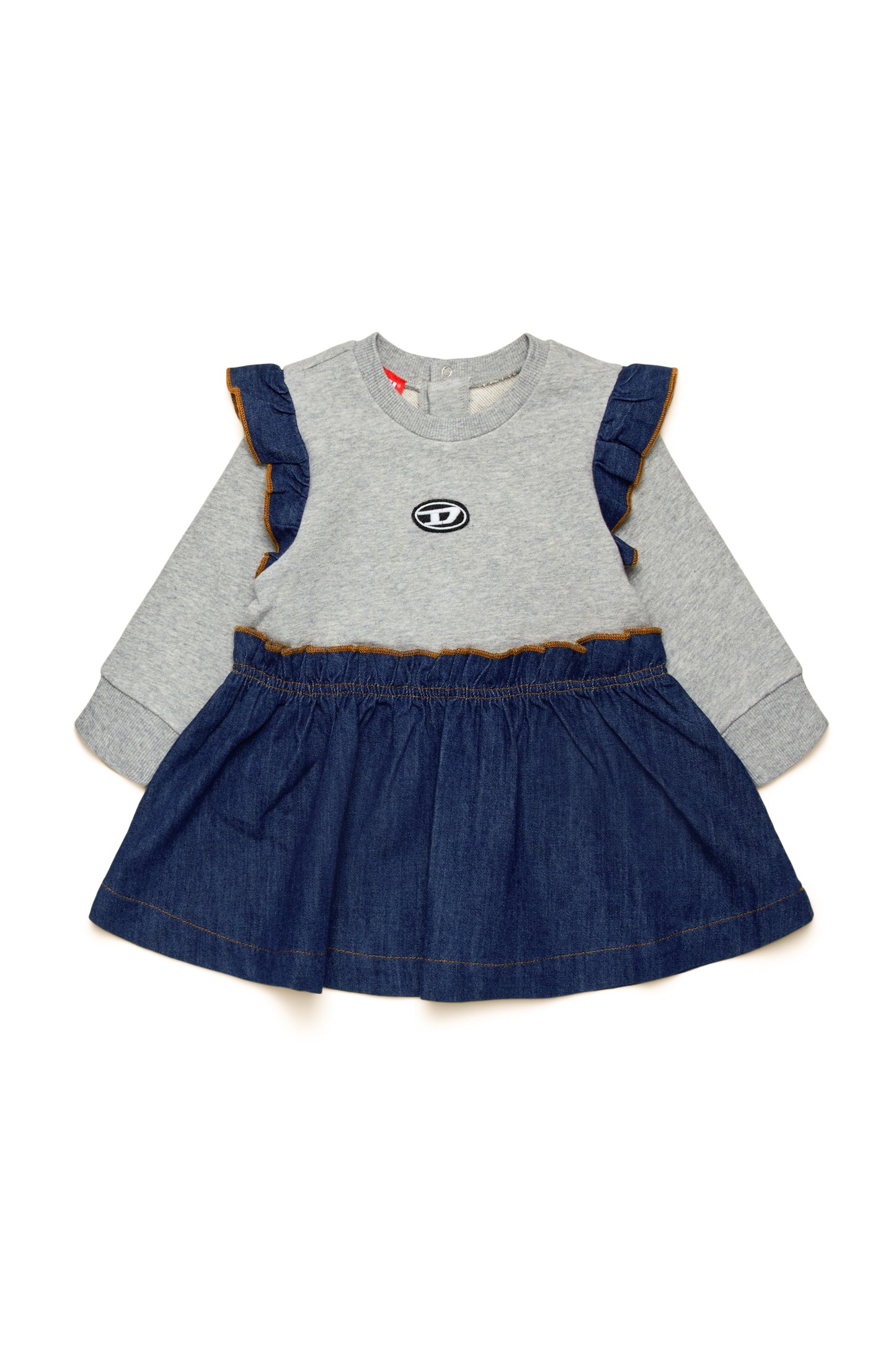 Jersey dress with denim detail