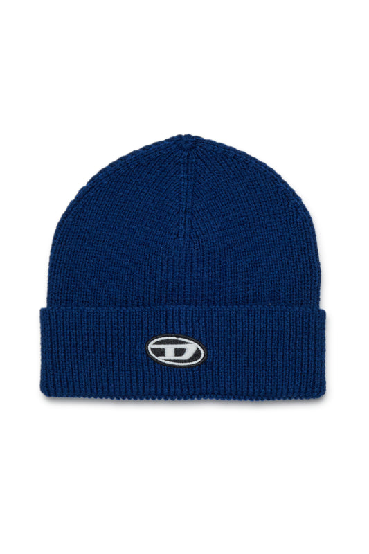 Wool-blend beanie with patch Oval D