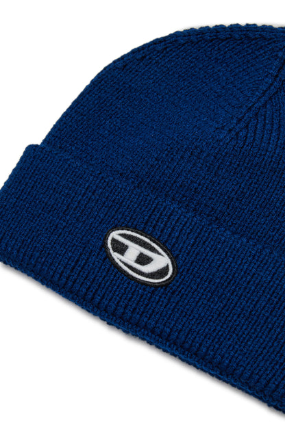 Wool-blend beanie with patch Oval D