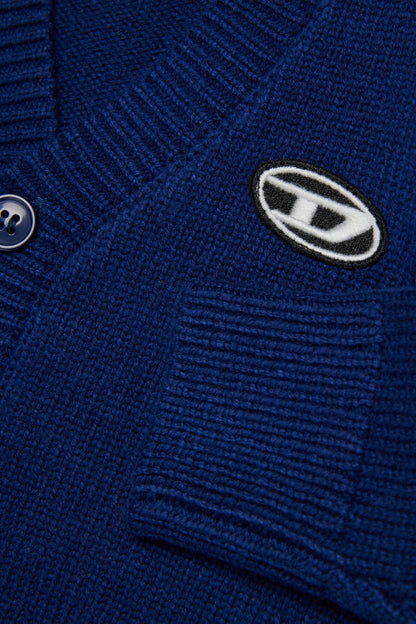 Wool-cashmere blend cardigan with Oval D patch