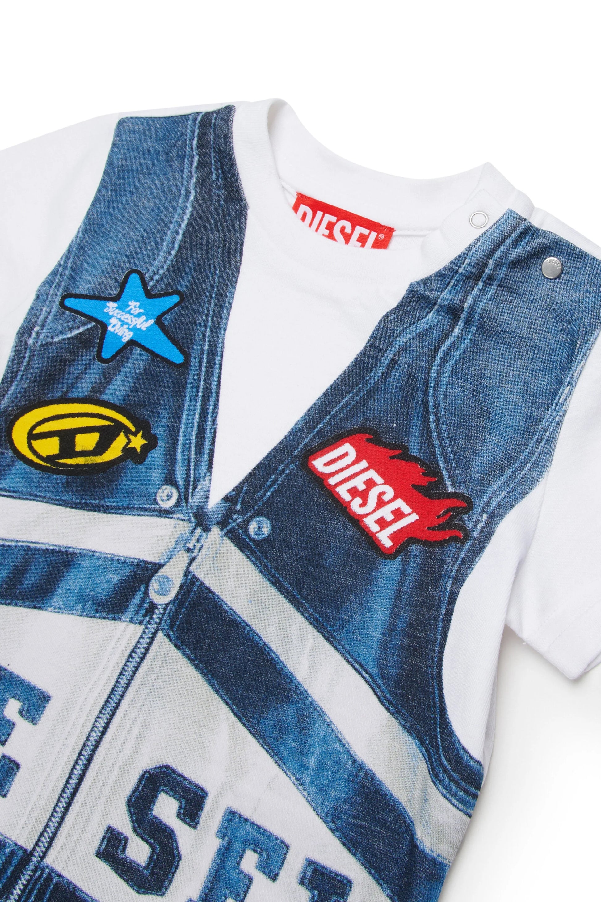 T-shirt with denim vest-effect print Diesel