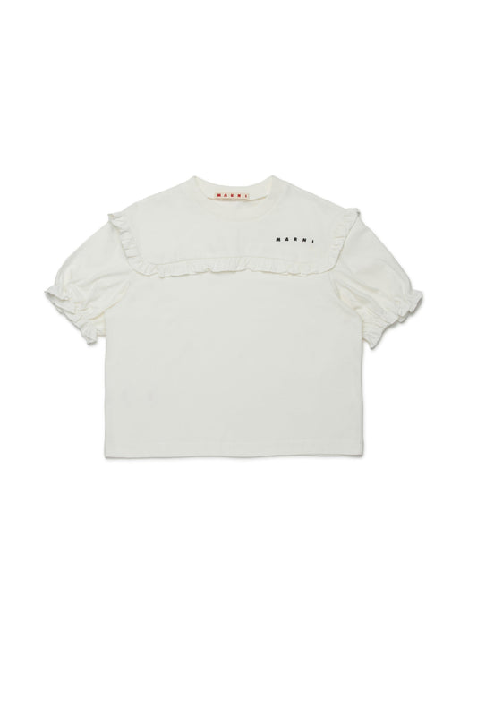 Jersey t-shirt with ruffle detail