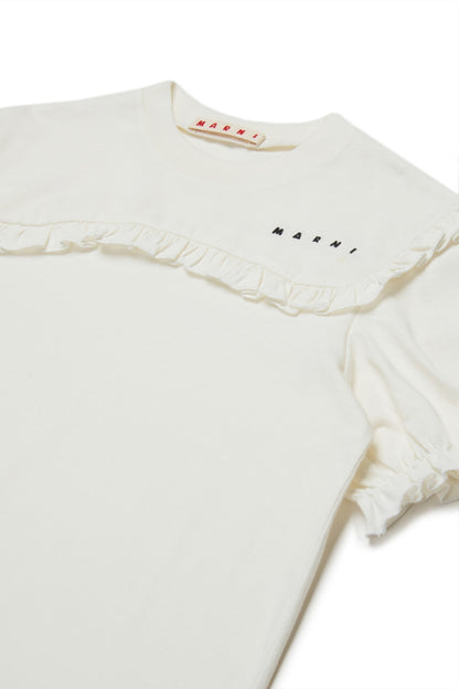 Jersey t-shirt with ruffle detail