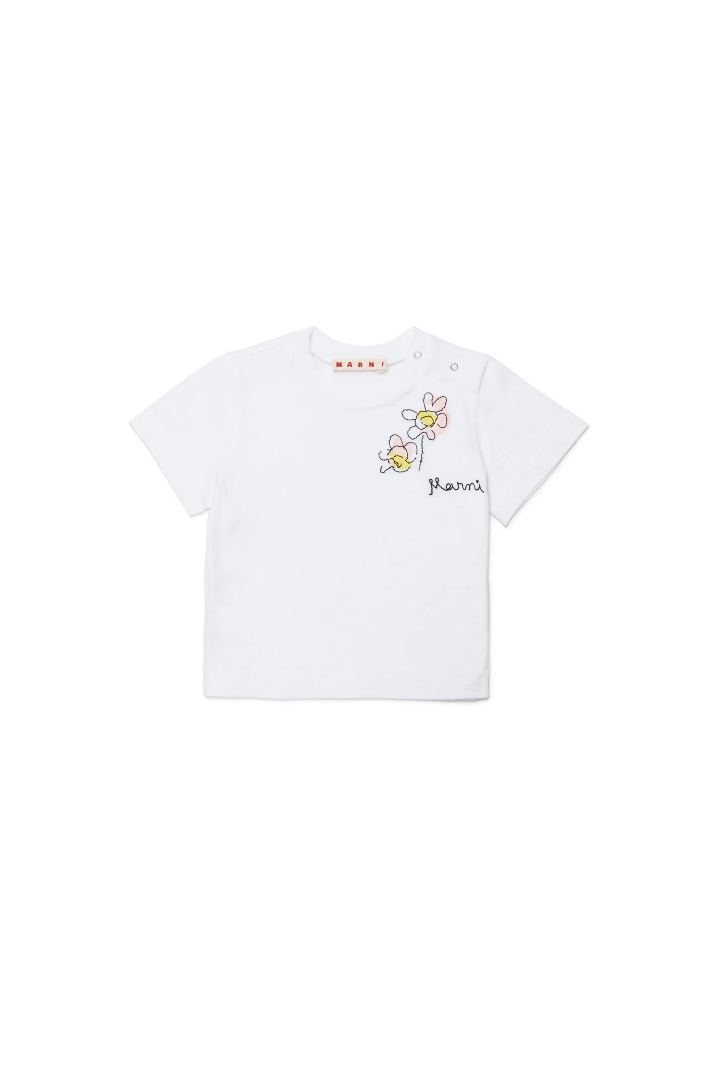 T-shirt with logo and floral embroidery Marni
