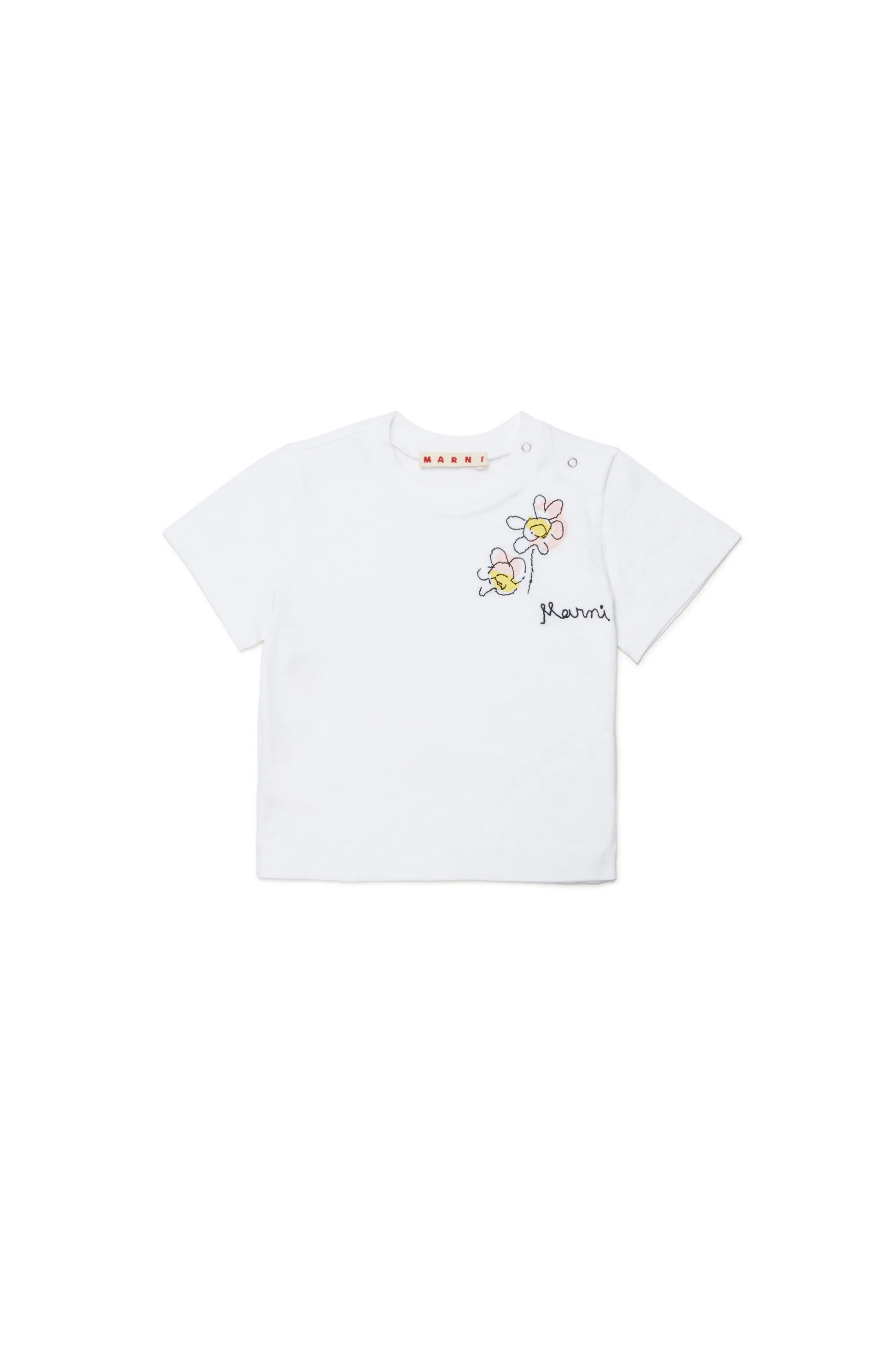 T-shirt with logo and floral embroidery Marni