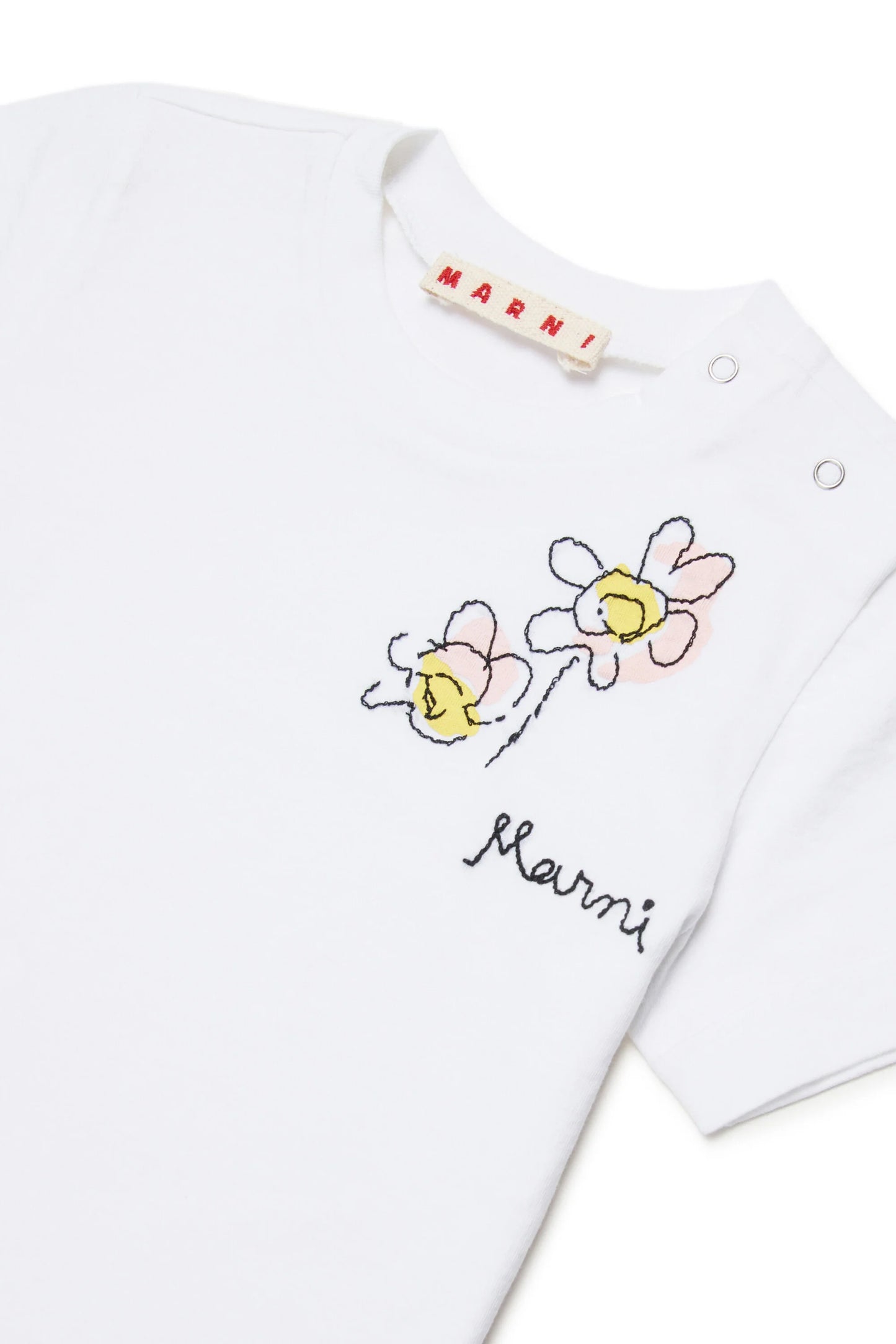 T-shirt with logo and floral embroidery Marni