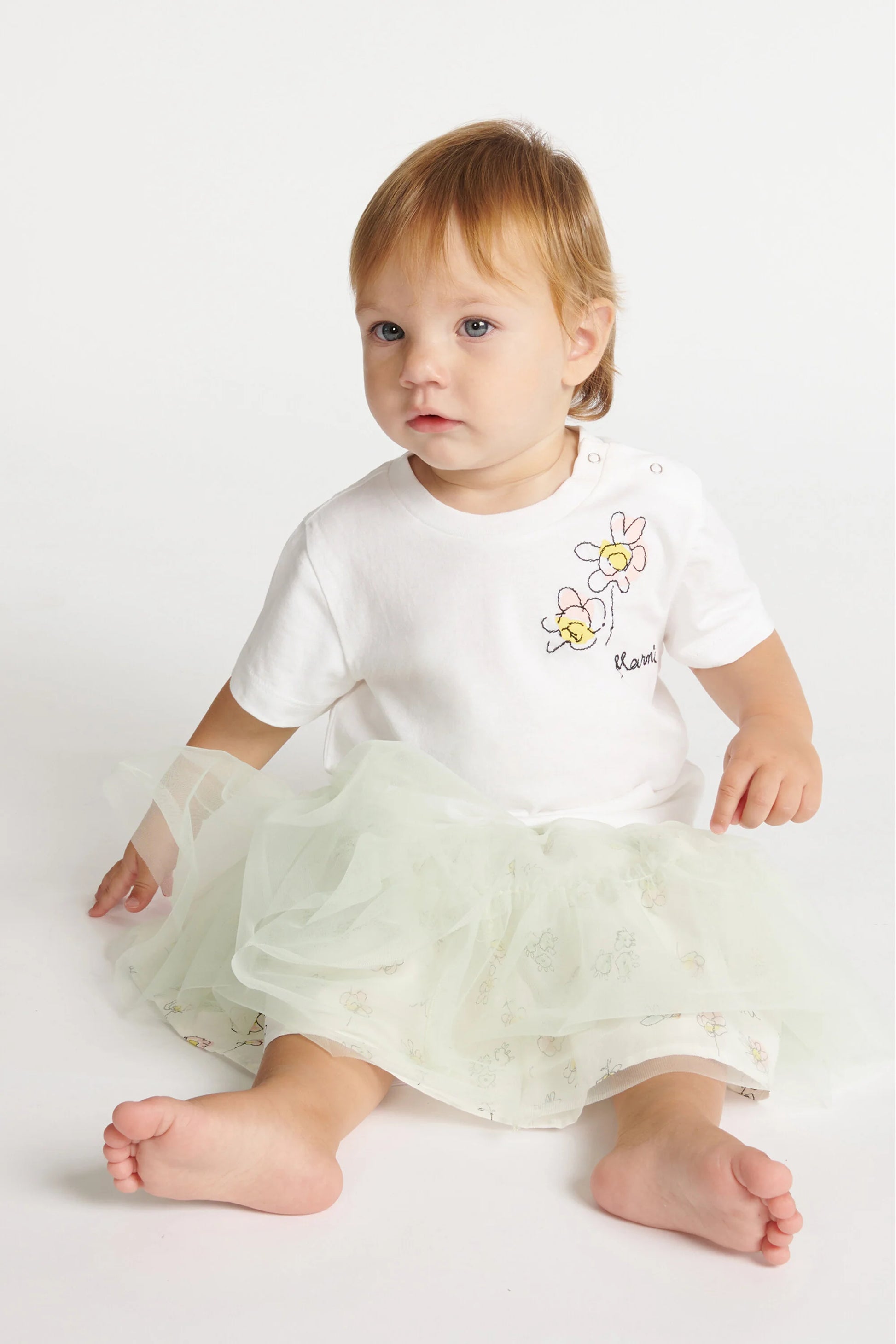 T-shirt with logo and floral embroidery Marni