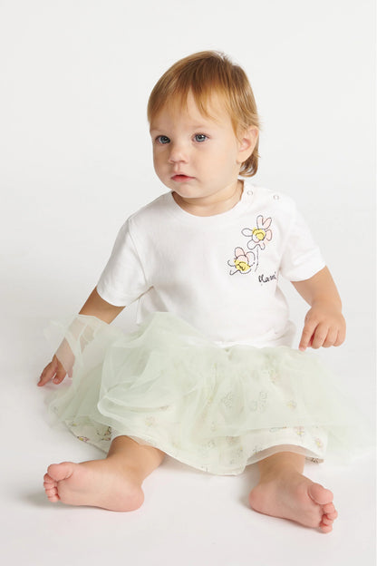 T-shirt with logo and floral embroidery Marni