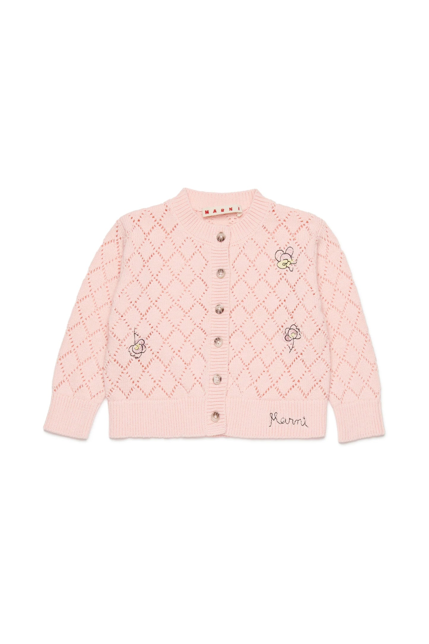 Openwork cardigan with floral embroidery Marni