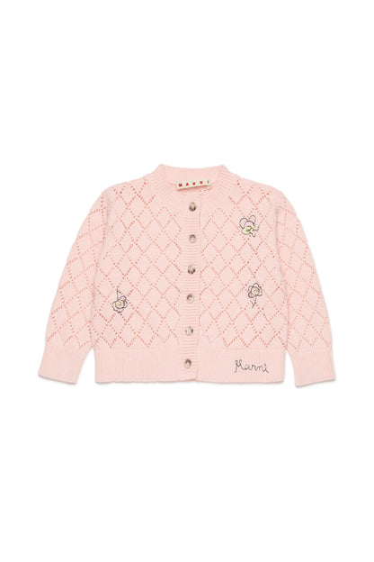 Openwork cardigan with floral embroidery Marni