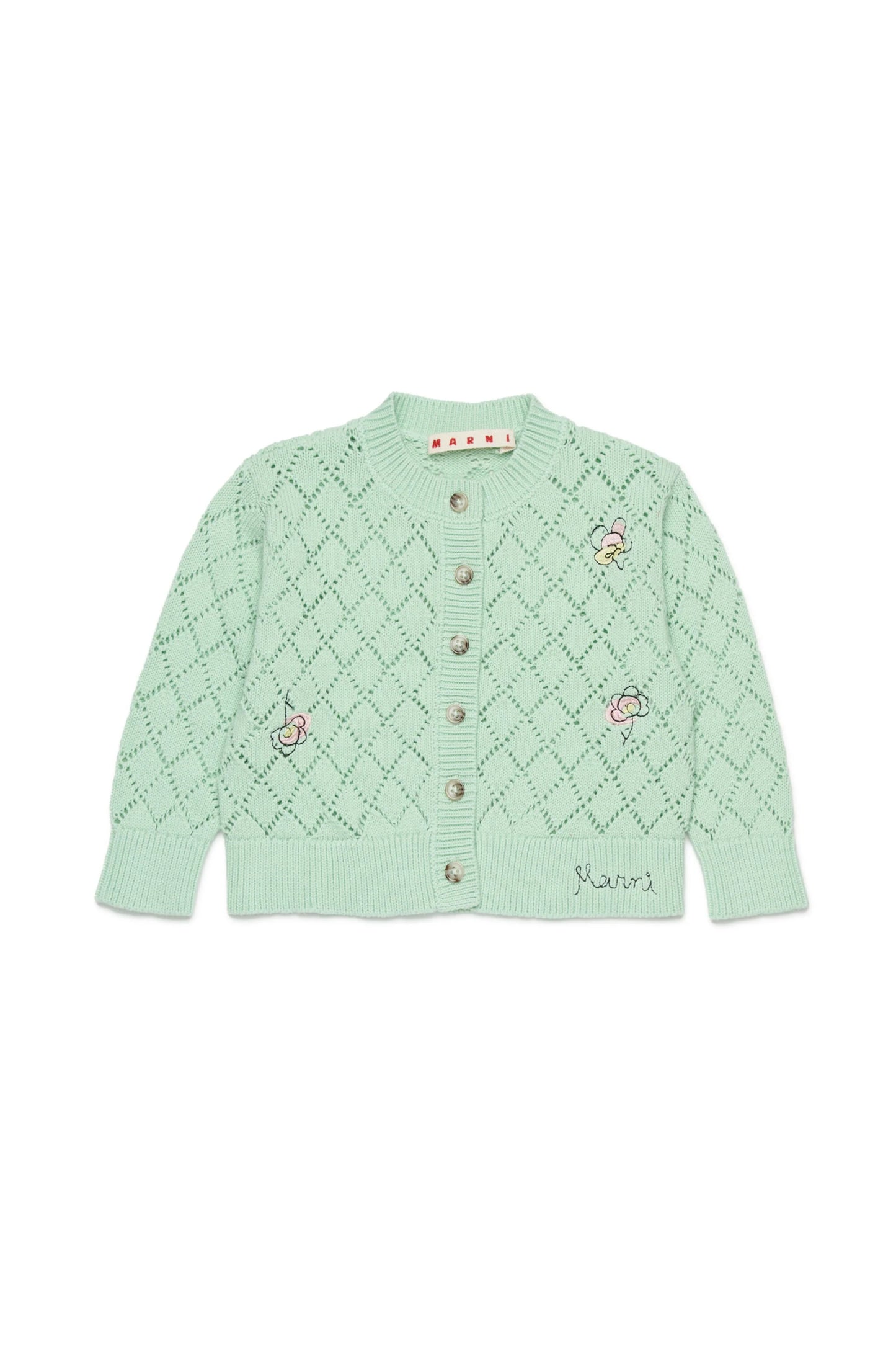 Openwork cardigan with floral embroidery Marni