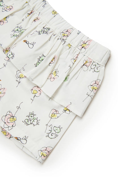 Floral print shorts with ruffles Marni