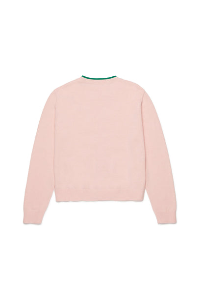 Crew-neck cardigan with logo