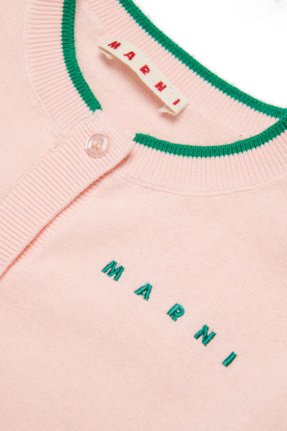 Crew-neck cardigan with logo