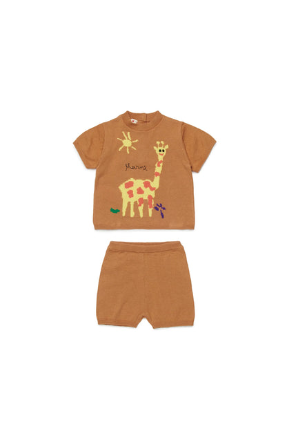 Baby set with giraffe in jacquard fabric Marni