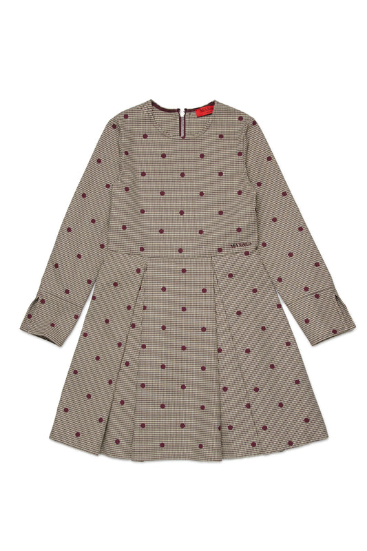 Polka dot pied de poule dress