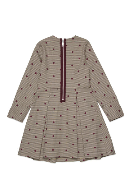 Polka dot pied de poule dress